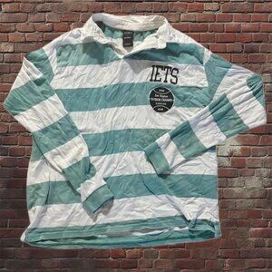 Iets Frans Green/White Striped Rugby/Polo Shirt Size Medium